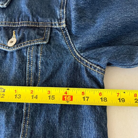 New Look Women's Distressed Blue Denim Jacket Size M Button-Down Cotton NWT - Picture 9 of 10